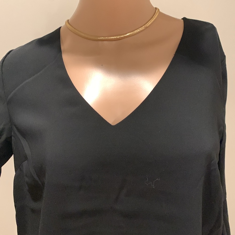 Classic black v neck blouse for day and casual wear that can also be dressed up - Picture 2 of 4